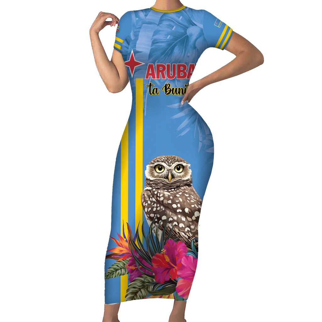 Aruba ta Bonita Short Sleeve Bodycon Dress Aruba Shoco Tropical Vibe - Wonder Print Shop