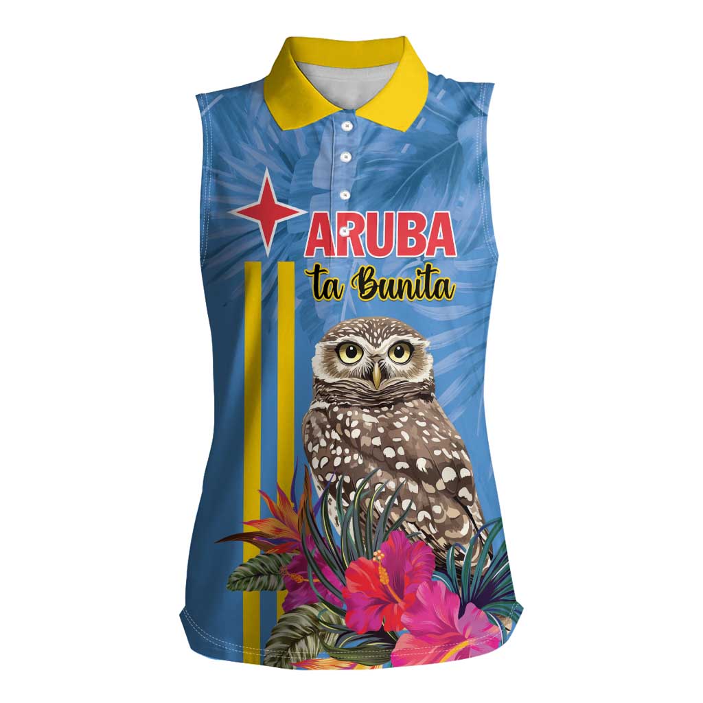 Aruba ta Bonita Women Sleeveless Polo Shirt Aruba Shoco Tropical Vibe - Wonder Print Shop