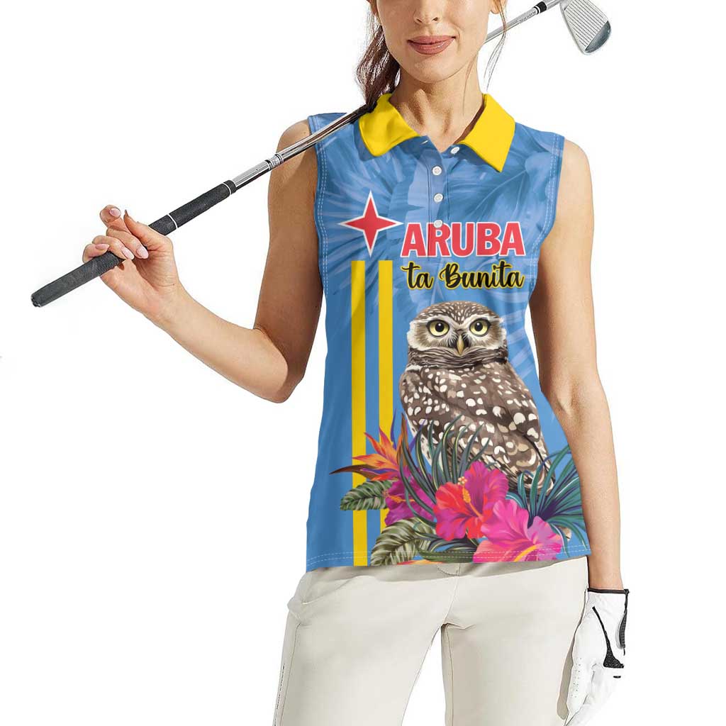 Aruba ta Bonita Women Sleeveless Polo Shirt Aruba Shoco Tropical Vibe - Wonder Print Shop
