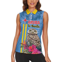 Aruba ta Bonita Women Sleeveless Polo Shirt Aruba Shoco Tropical Vibe - Wonder Print Shop
