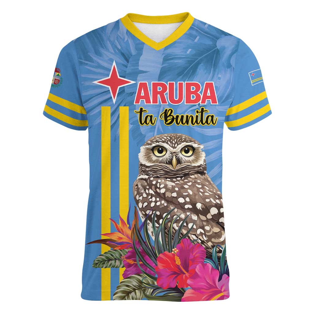 Aruba ta Bonita Women V-Neck T-Shirt Aruba Shoco Tropical Vibe - Wonder Print Shop