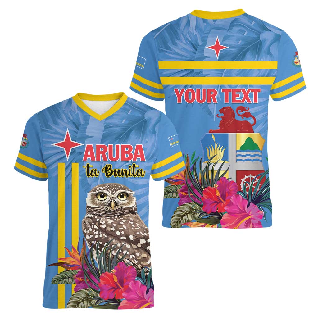 Aruba ta Bonita Women V-Neck T-Shirt Aruba Shoco Tropical Vibe - Wonder Print Shop
