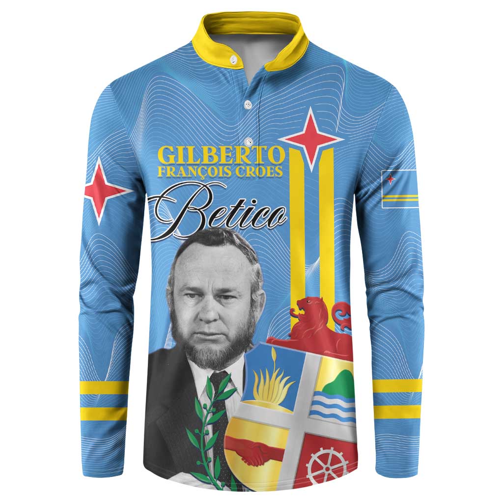 Feliz Dia di Betico Button Sweatshirt Aruba Flag Style - Wonder Print Shop