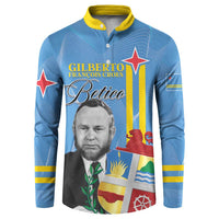Feliz Dia di Betico Button Sweatshirt Aruba Flag Style - Wonder Print Shop