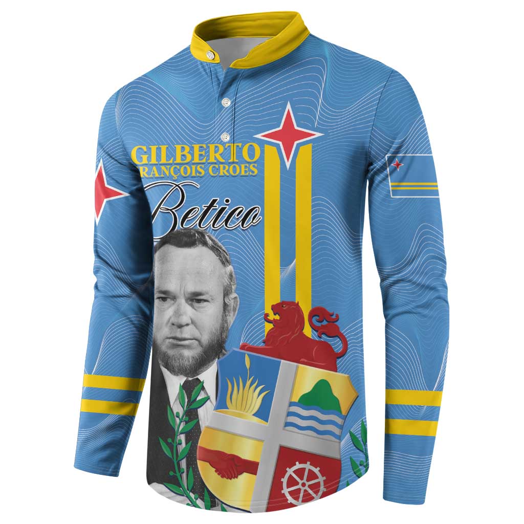 Feliz Dia di Betico Button Sweatshirt Aruba Flag Style - Wonder Print Shop