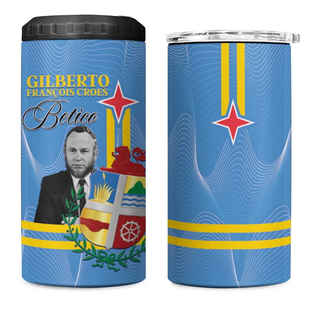 Feliz Dia di Betico 4 in 1 Can Cooler Tumbler Aruba Flag Style - Wonder Print Shop