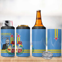 Feliz Dia di Betico 4 in 1 Can Cooler Tumbler Aruba Flag Style - Wonder Print Shop