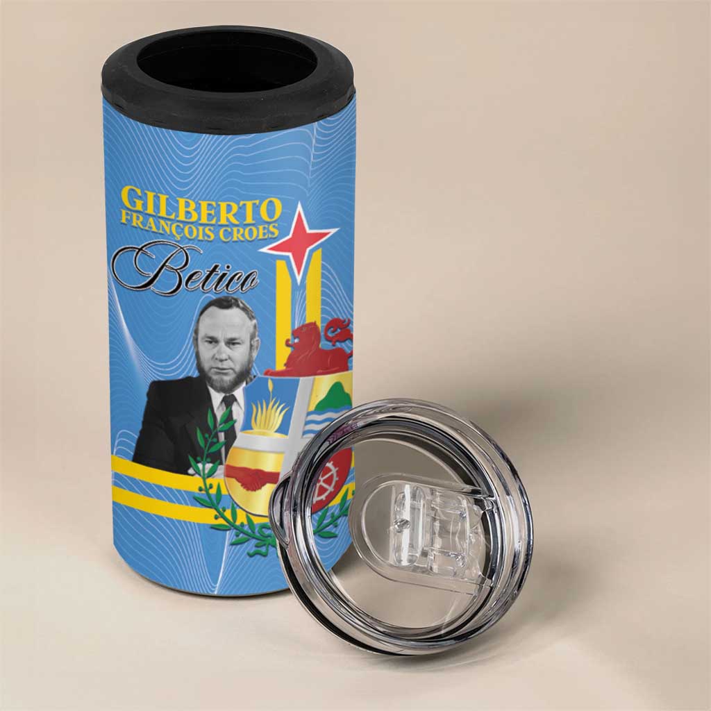 Feliz Dia di Betico 4 in 1 Can Cooler Tumbler Aruba Flag Style - Wonder Print Shop