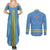 Feliz Dia di Betico Couples Matching Summer Maxi Dress and Long Sleeve Button Shirt Aruba Flag Style - Wonder Print Shop
