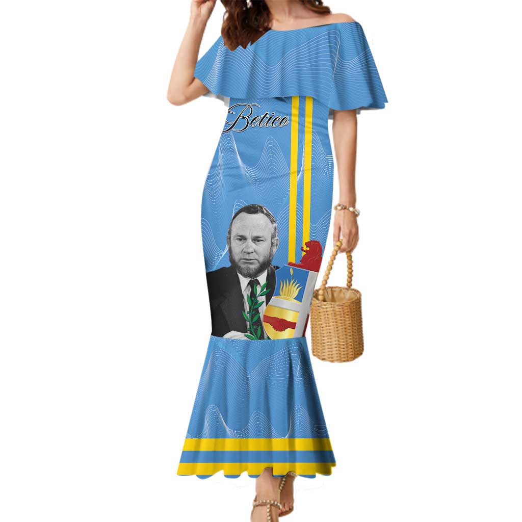 Feliz Dia di Betico Family Matching Mermaid Dress and Hawaiian Shirt Aruba Flag Style - Wonder Print Shop