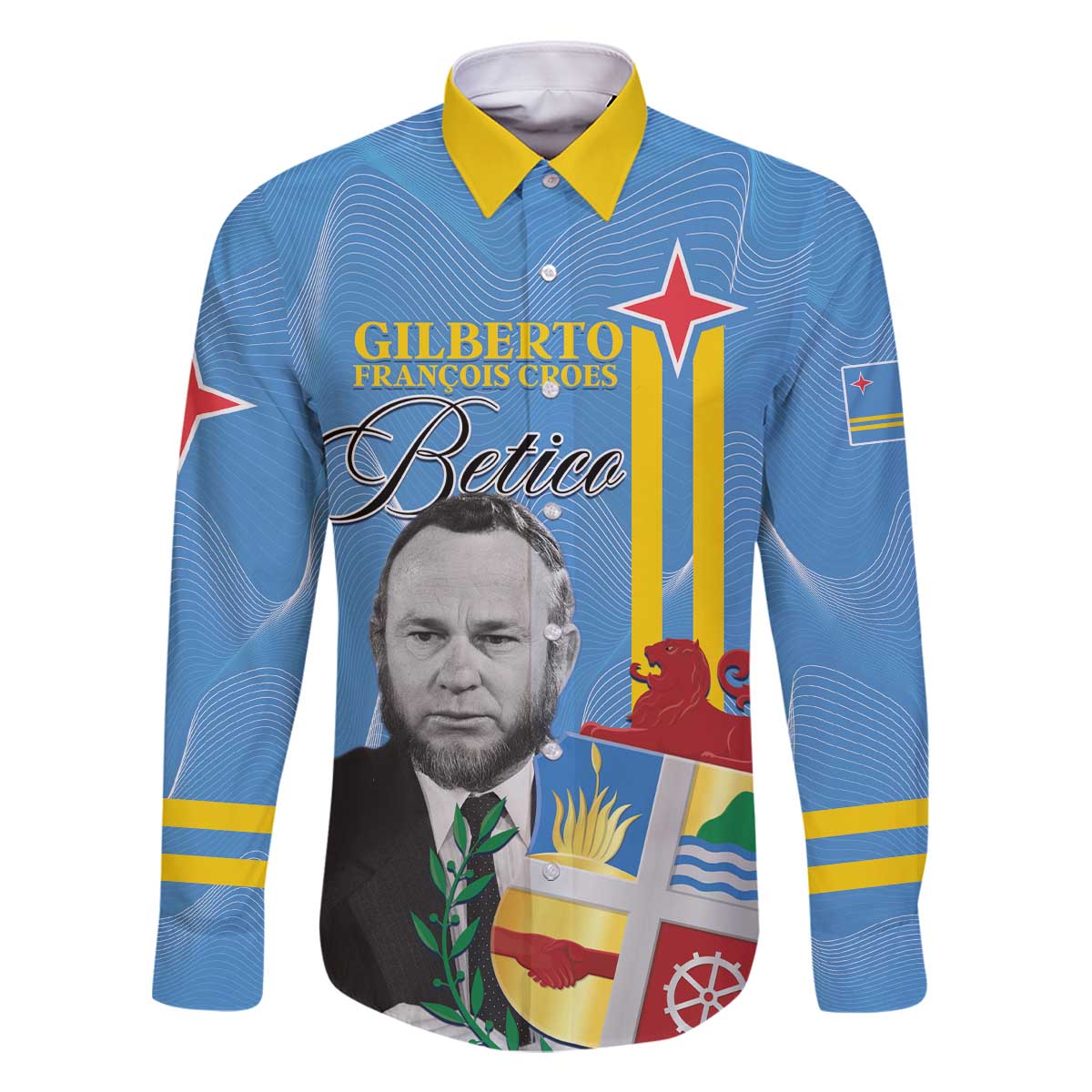 Feliz Dia di Betico Family Matching Off The Shoulder Long Sleeve Dress and Hawaiian Shirt Aruba Flag Style - Wonder Print Shop