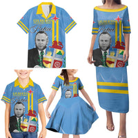 Feliz Dia di Betico Family Matching Puletasi and Hawaiian Shirt Aruba Flag Style - Wonder Print Shop