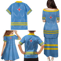 Feliz Dia di Betico Family Matching Puletasi and Hawaiian Shirt Aruba Flag Style - Wonder Print Shop