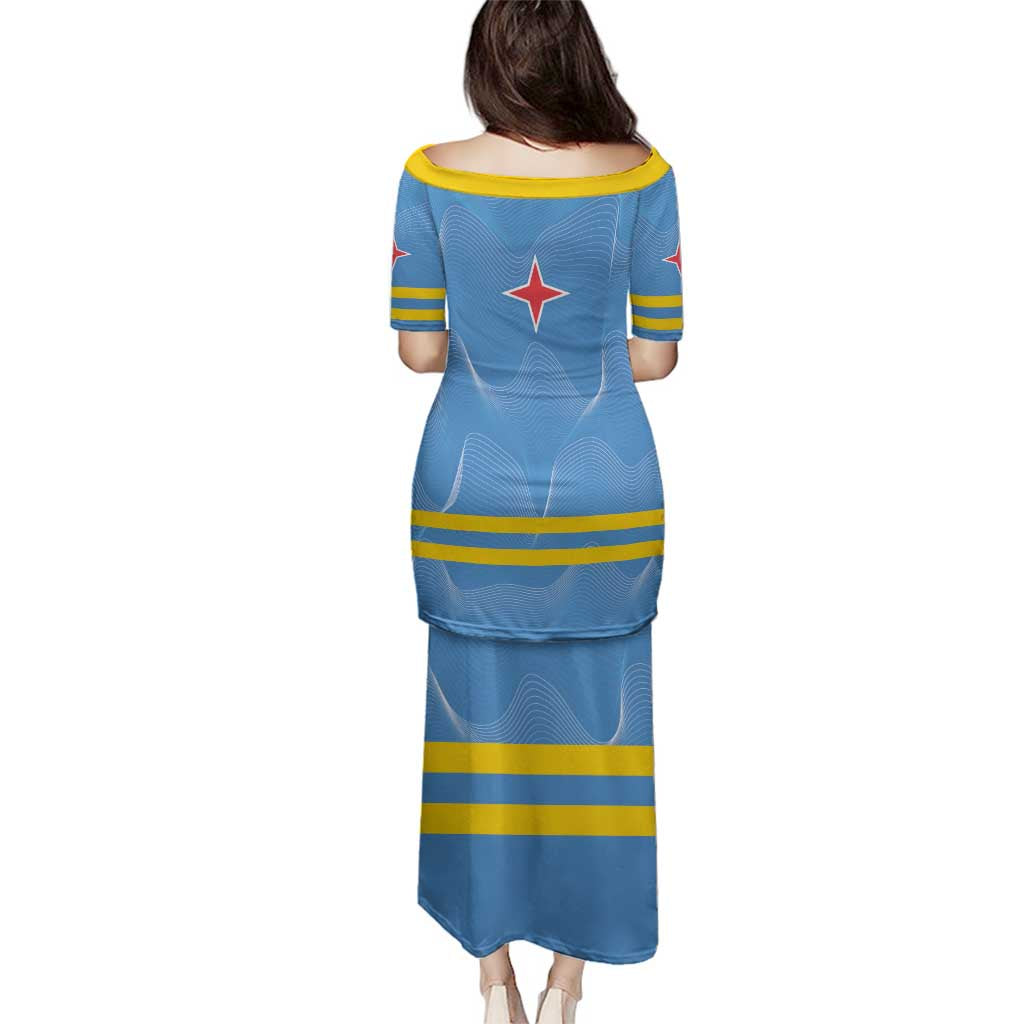 Feliz Dia di Betico Family Matching Puletasi and Hawaiian Shirt Aruba Flag Style - Wonder Print Shop