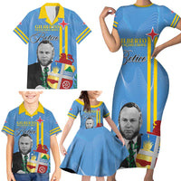 Feliz Dia di Betico Family Matching Short Sleeve Bodycon Dress and Hawaiian Shirt Aruba Flag Style - Wonder Print Shop