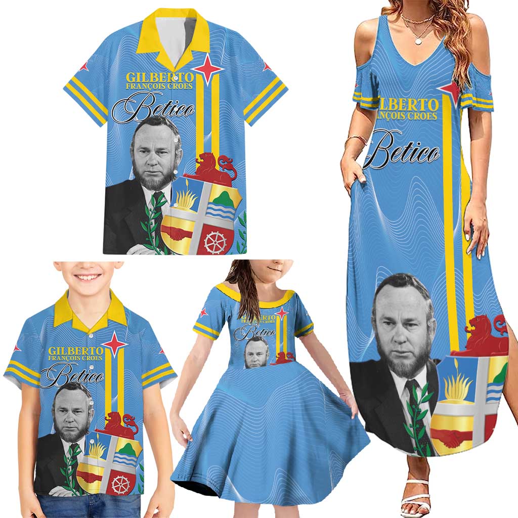 Feliz Dia di Betico Family Matching Summer Maxi Dress and Hawaiian Shirt Aruba Flag Style - Wonder Print Shop