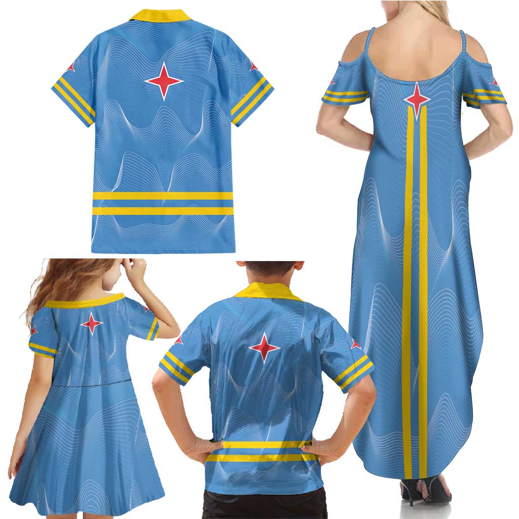 Feliz Dia di Betico Family Matching Summer Maxi Dress and Hawaiian Shirt Aruba Flag Style - Wonder Print Shop