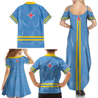 Feliz Dia di Betico Family Matching Summer Maxi Dress and Hawaiian Shirt Aruba Flag Style - Wonder Print Shop