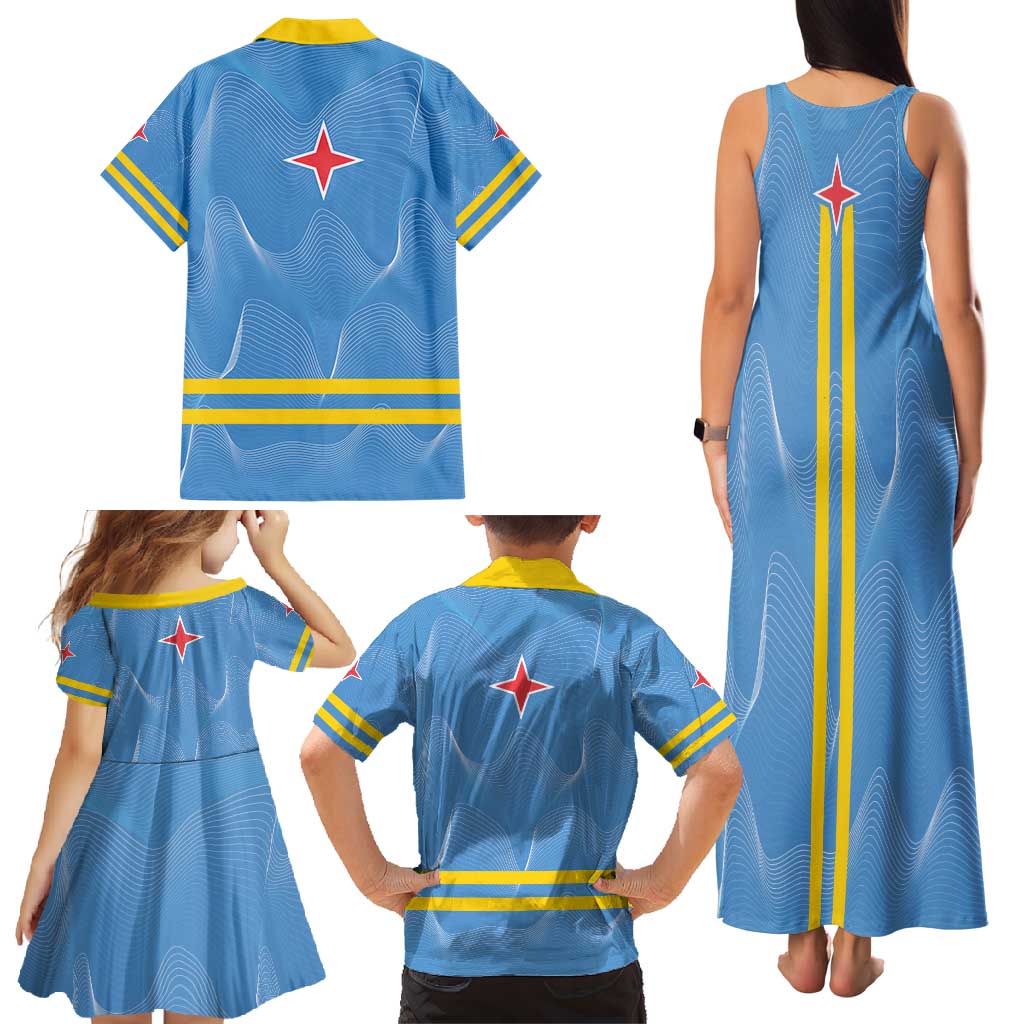 Feliz Dia di Betico Family Matching Tank Maxi Dress and Hawaiian Shirt Aruba Flag Style - Wonder Print Shop