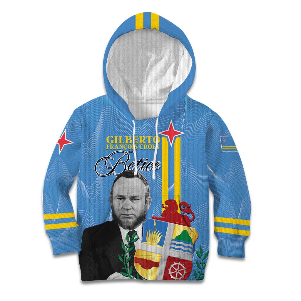 Feliz Dia di Betico Kid Hoodie Aruba Flag Style - Wonder Print Shop