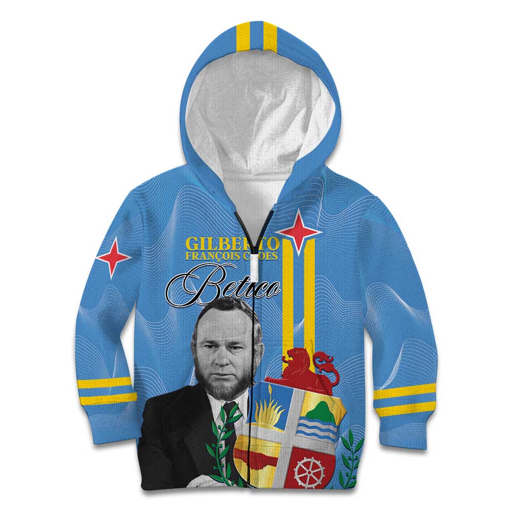 Feliz Dia di Betico Kid Hoodie Aruba Flag Style - Wonder Print Shop