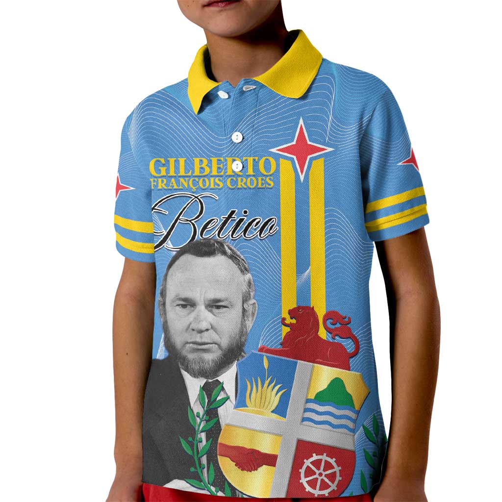 Feliz Dia di Betico Kid Polo Shirt Aruba Flag Style - Wonder Print Shop