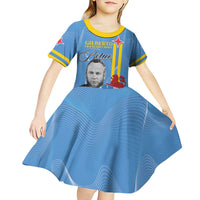 Feliz Dia di Betico Kid Short Sleeve Dress Aruba Flag Style - Wonder Print Shop