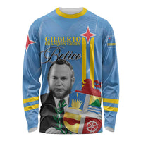 Feliz Dia di Betico Long Sleeve Shirt Aruba Flag Style - Wonder Print Shop