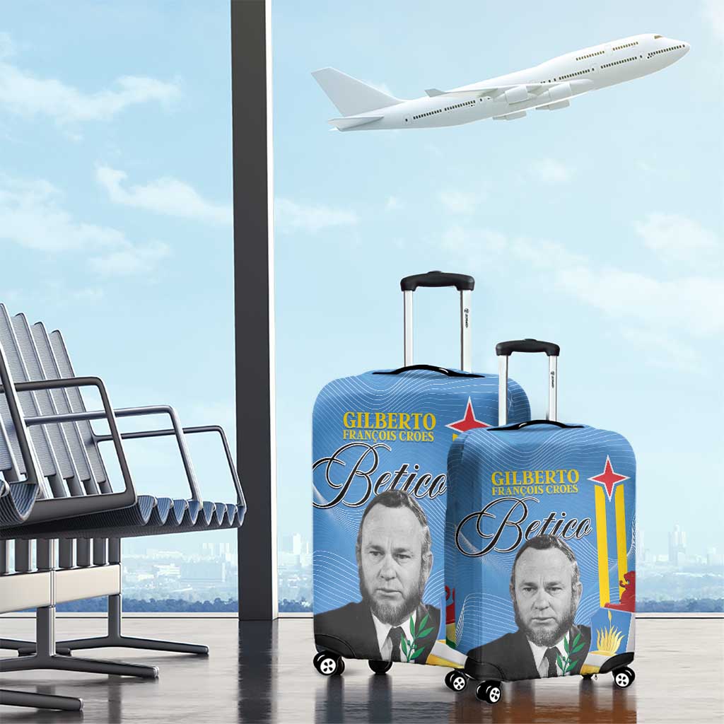Feliz Dia di Betico Luggage Cover Aruba Flag Style - Wonder Print Shop