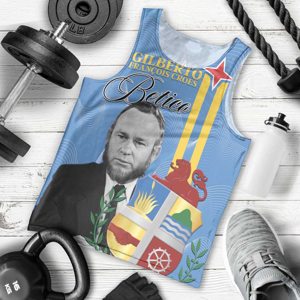 Feliz Dia di Betico Men Tank Top Aruba Flag Style - Wonder Print Shop