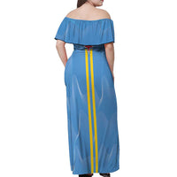 Feliz Dia di Betico Off Shoulder Maxi Dress Aruba Flag Style - Wonder Print Shop