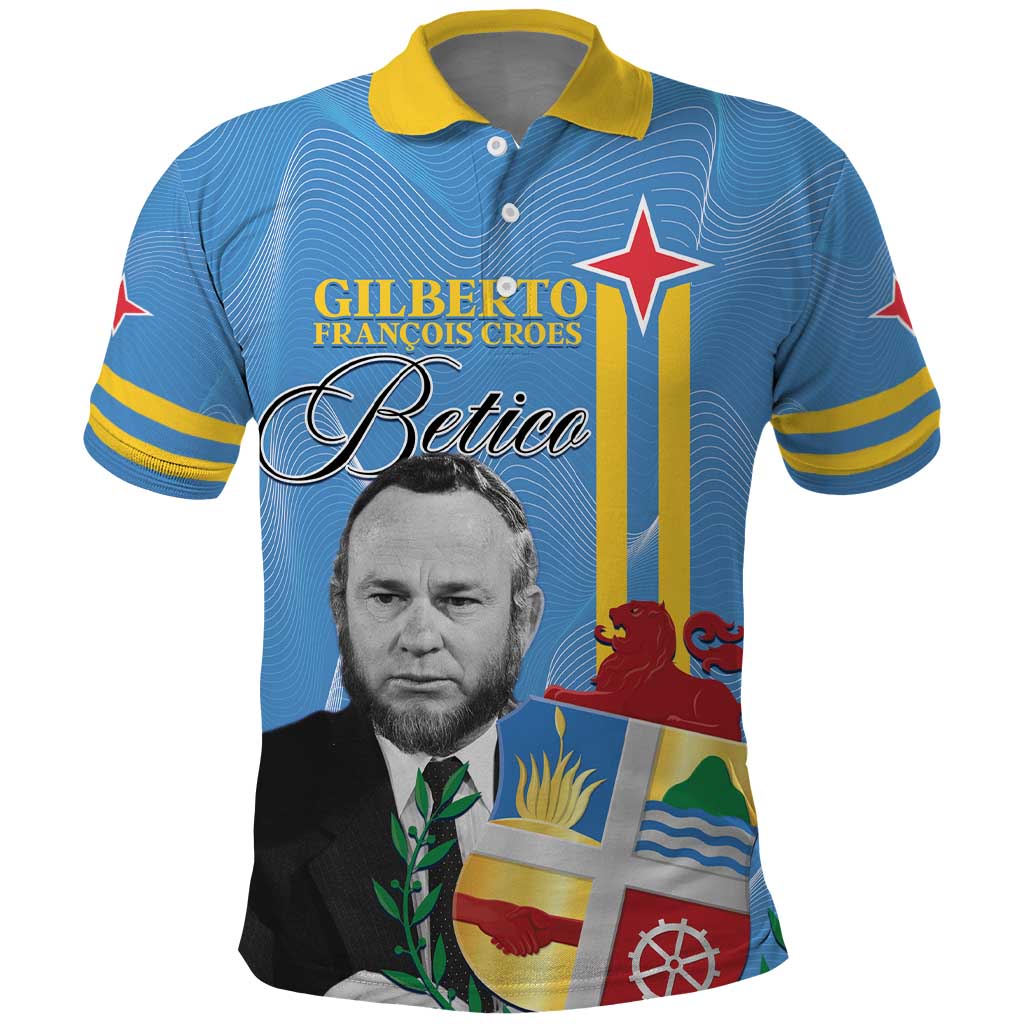 Feliz Dia di Betico Polo Shirt Aruba Flag Style - Wonder Print Shop