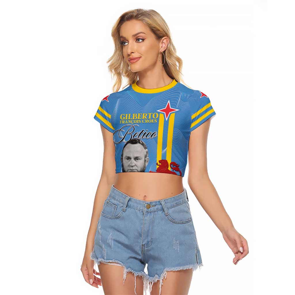 Feliz Dia di Betico Raglan Cropped T Shirt Aruba Flag Style - Wonder Print Shop