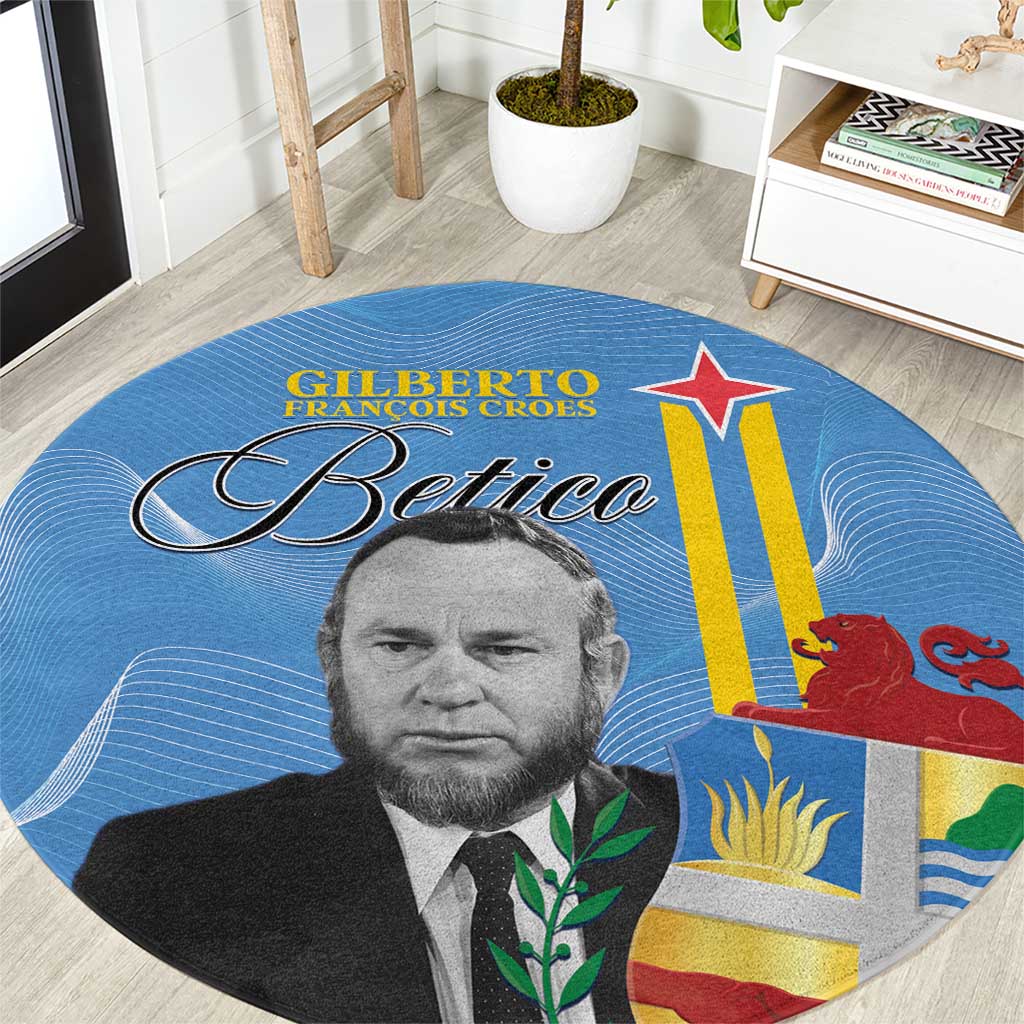Feliz Dia di Betico Round Carpet Aruba Flag Style