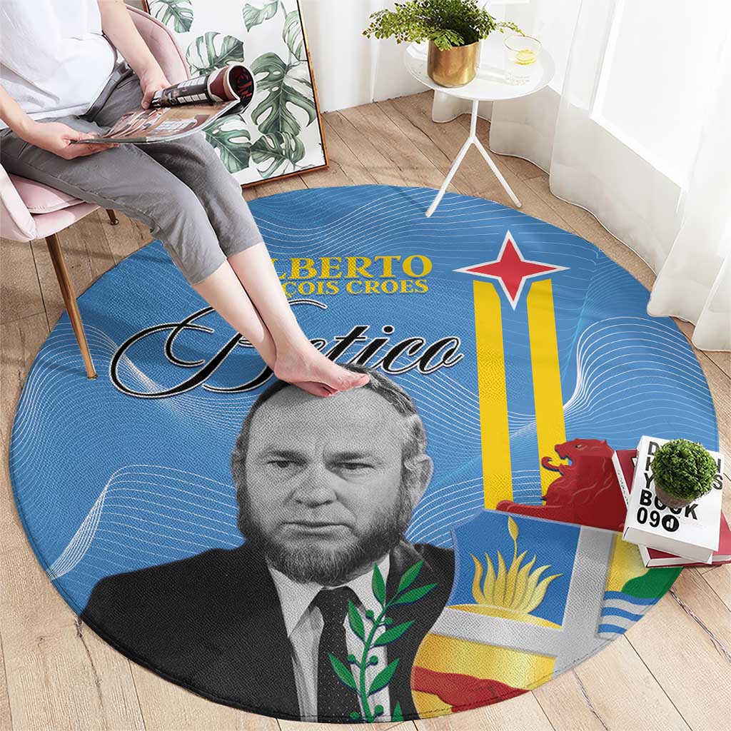 Feliz Dia di Betico Round Carpet Aruba Flag Style