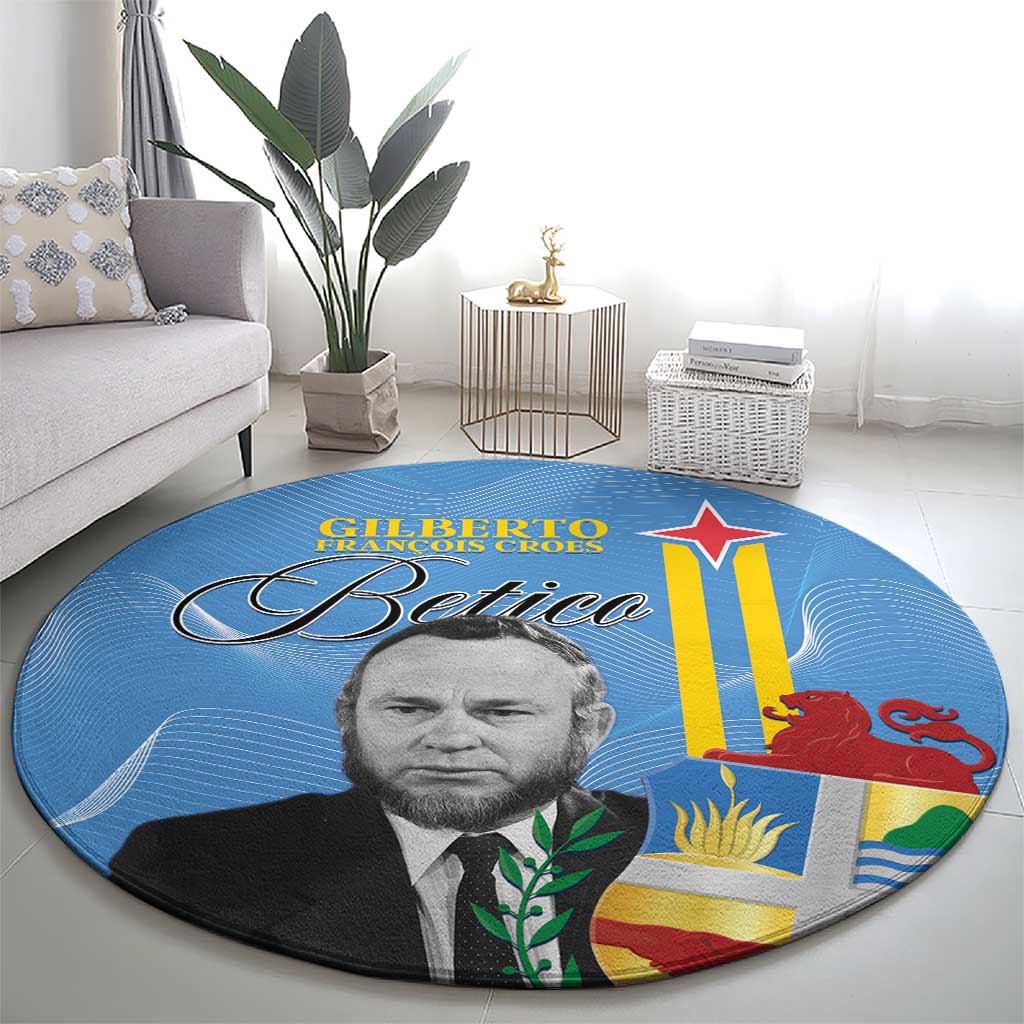 Feliz Dia di Betico Round Carpet Aruba Flag Style