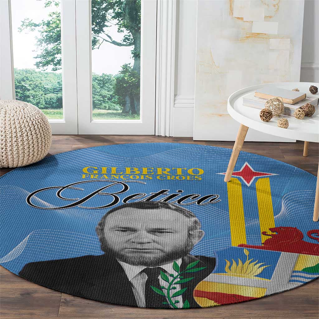 Feliz Dia di Betico Round Carpet Aruba Flag Style