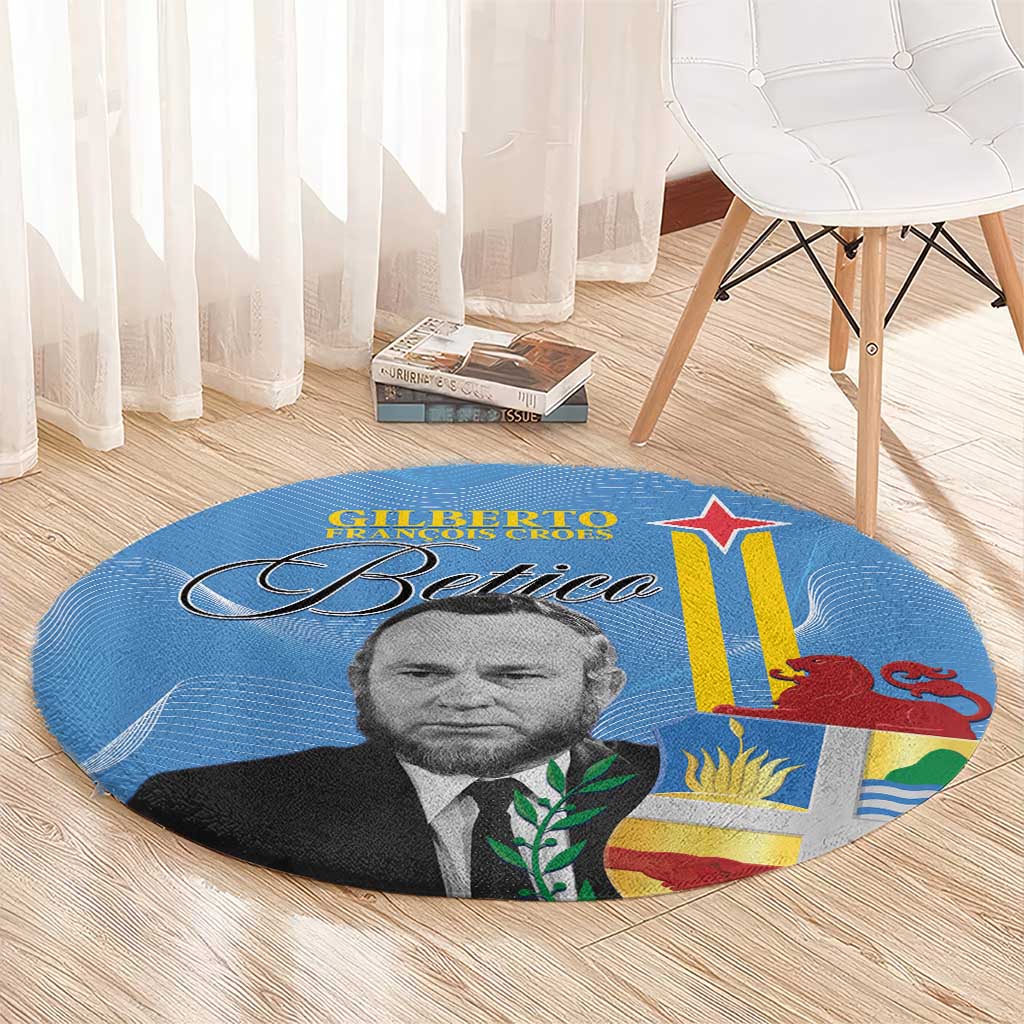 Feliz Dia di Betico Round Carpet Aruba Flag Style