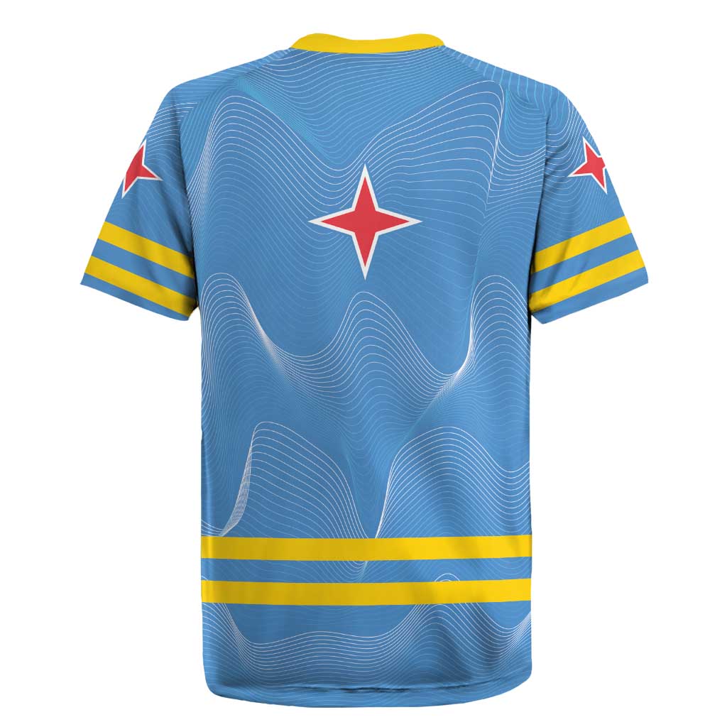 Feliz Dia di Betico Rugby Jersey Aruba Flag Style - Wonder Print Shop
