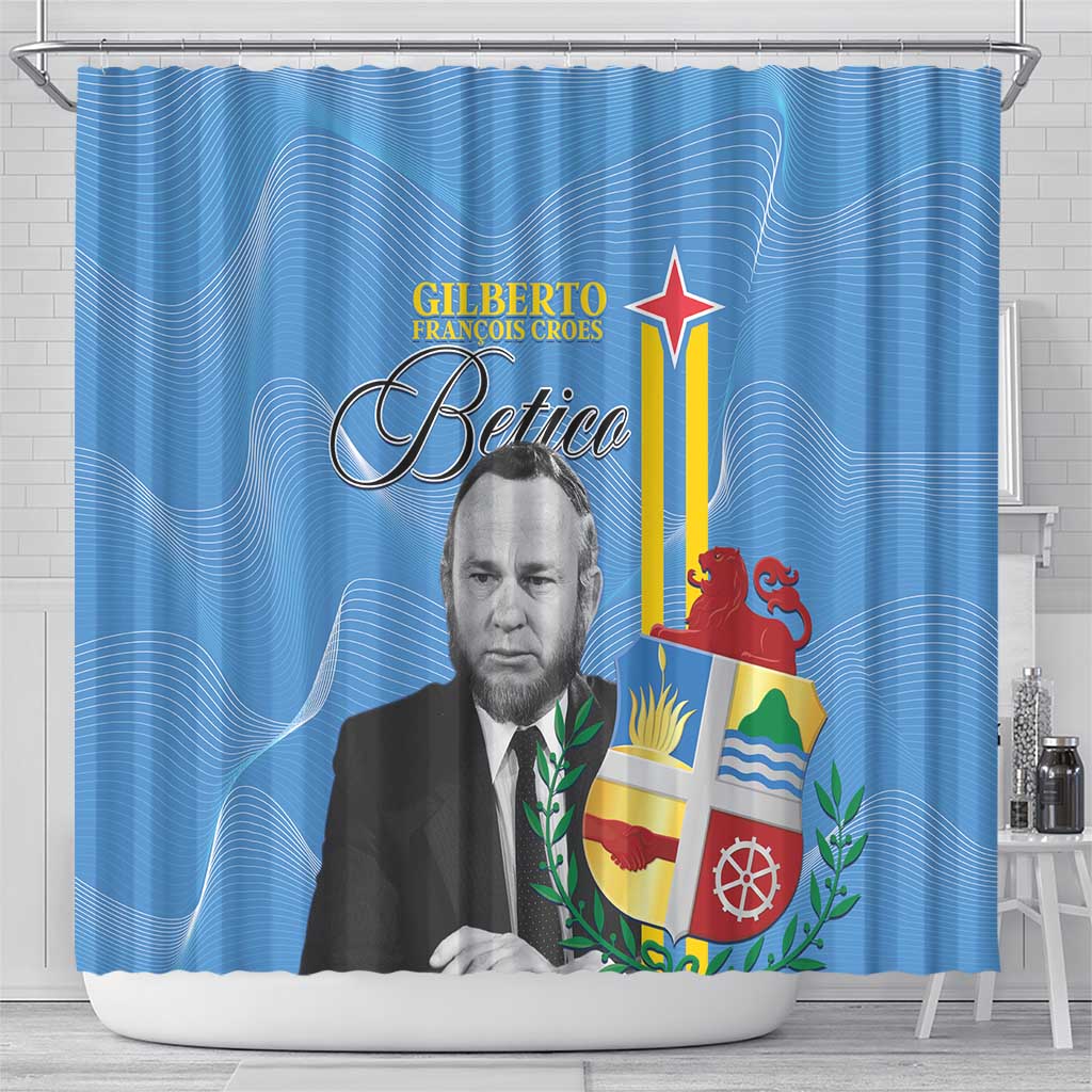 Feliz Dia di Betico Shower Curtain Aruba Flag Style