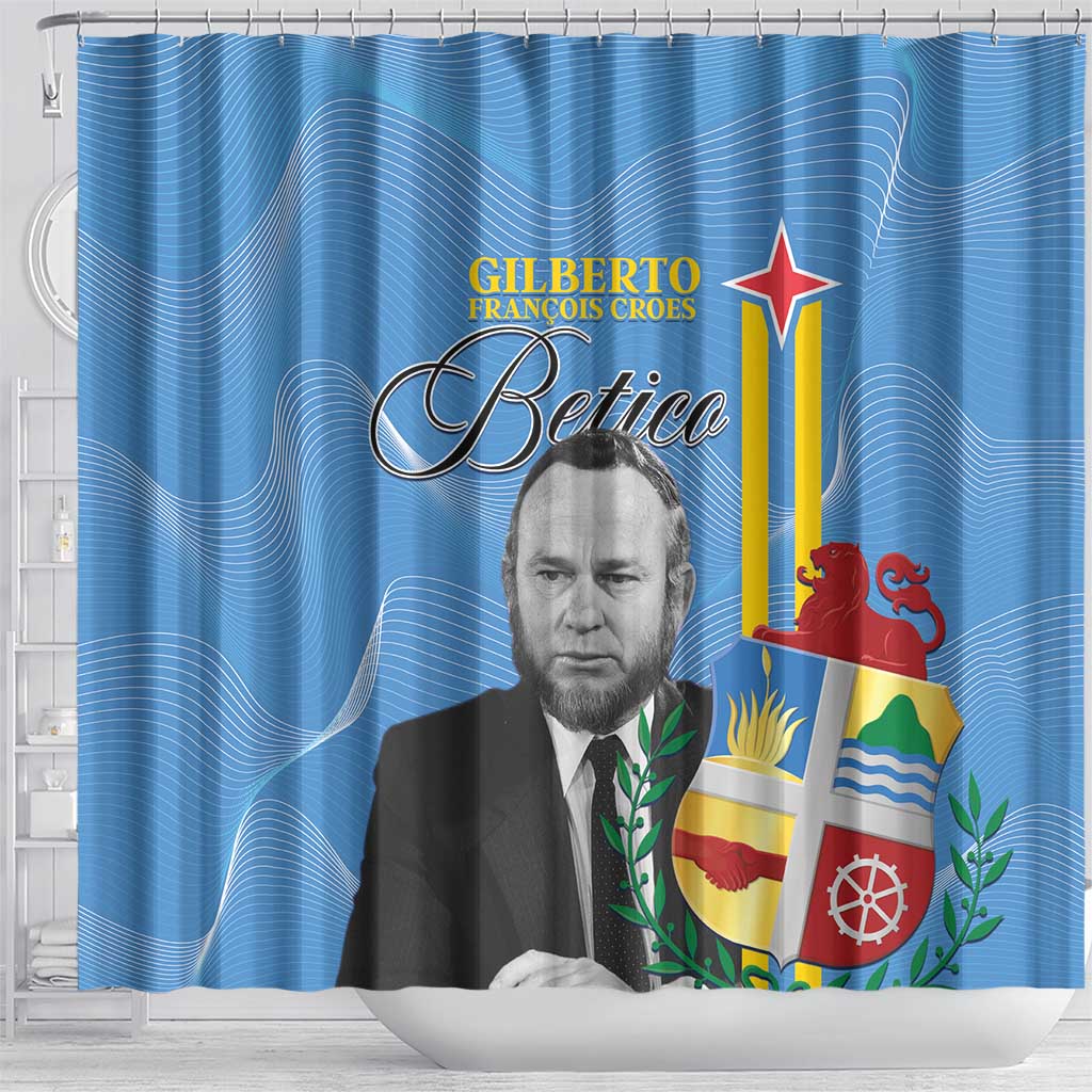 Feliz Dia di Betico Shower Curtain Aruba Flag Style