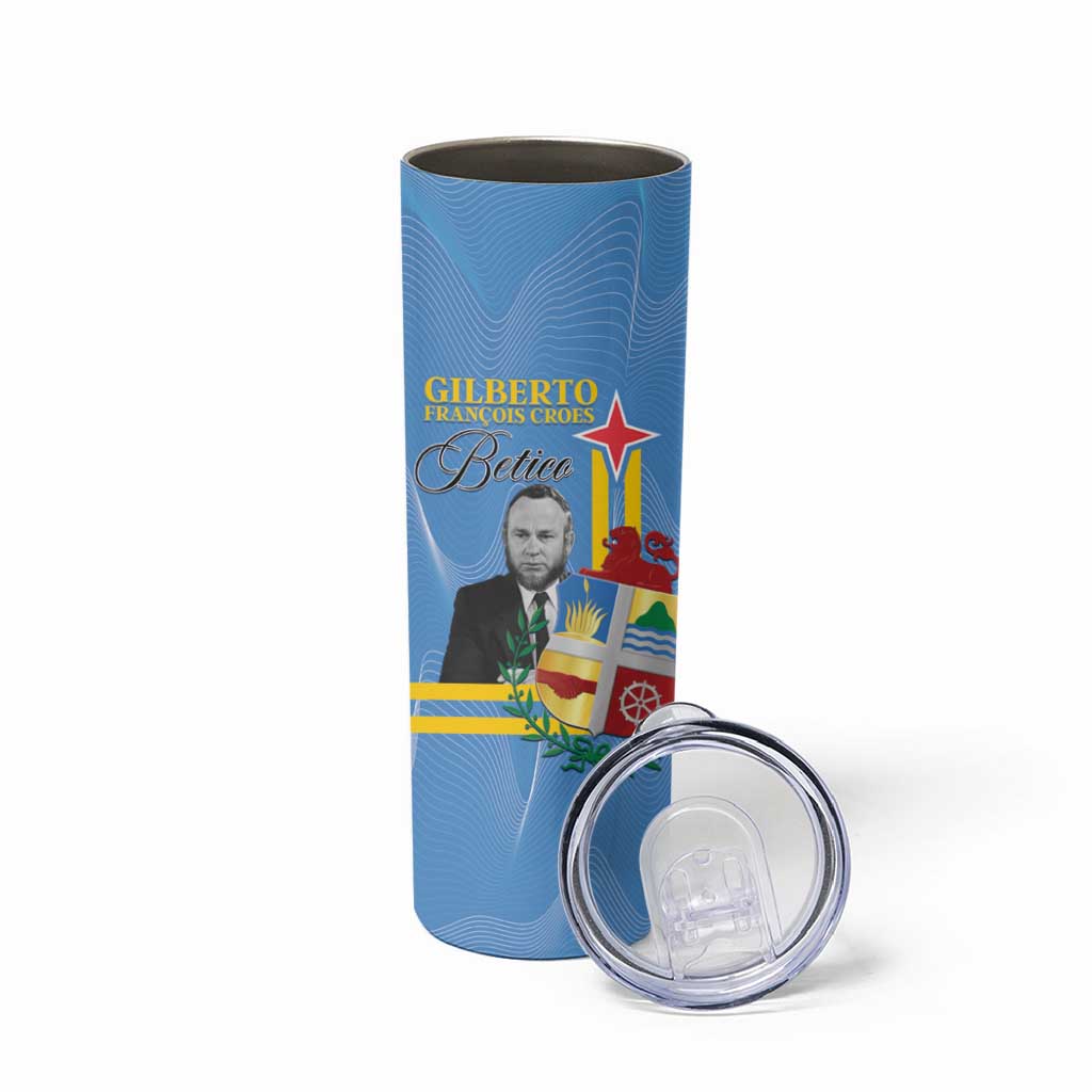 Feliz Dia di Betico Skinny Tumbler Aruba Flag Style - Wonder Print Shop