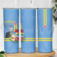 Feliz Dia di Betico Skinny Tumbler Aruba Flag Style - Wonder Print Shop