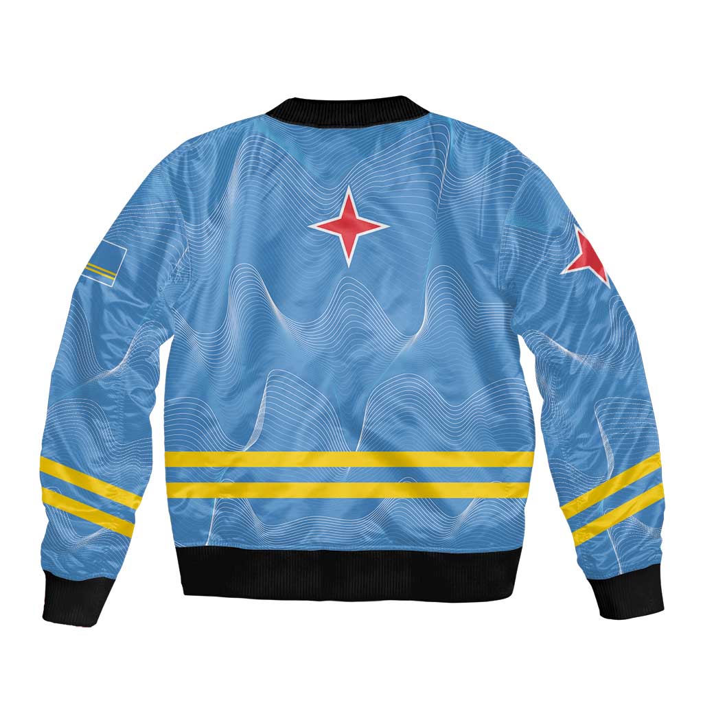 Feliz Dia di Betico Sleeve Zip Bomber Jacket Aruba Flag Style - Wonder Print Shop