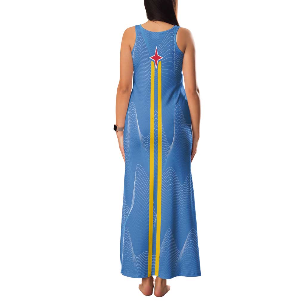 Feliz Dia di Betico Tank Maxi Dress Aruba Flag Style - Wonder Print Shop