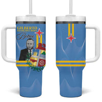 Feliz Dia di Betico Tumbler With Handle Aruba Flag Style - Wonder Print Shop