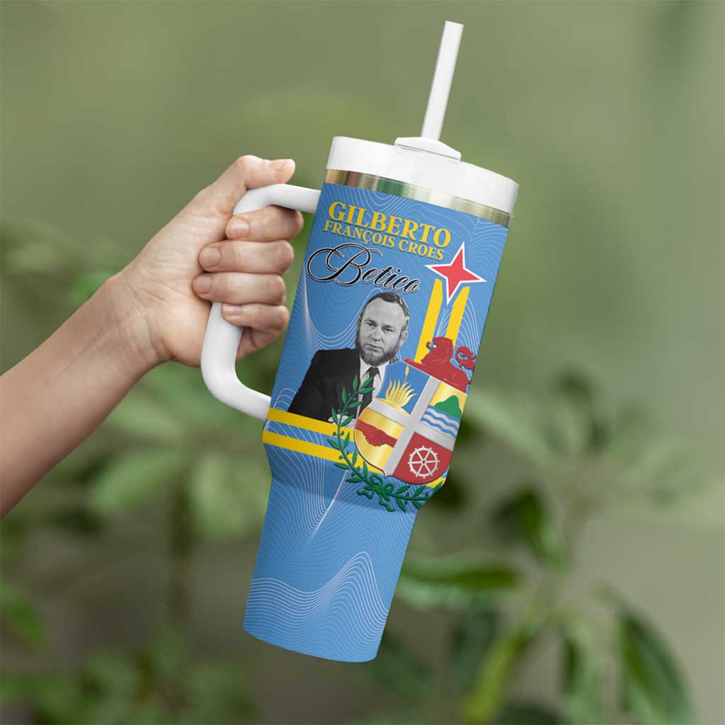 Feliz Dia di Betico Tumbler With Handle Aruba Flag Style - Wonder Print Shop