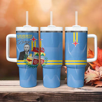 Feliz Dia di Betico Tumbler With Handle Aruba Flag Style - Wonder Print Shop