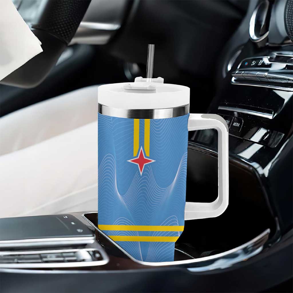 Feliz Dia di Betico Tumbler With Handle Aruba Flag Style - Wonder Print Shop