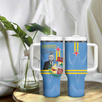 Feliz Dia di Betico Tumbler With Handle Aruba Flag Style - Wonder Print Shop